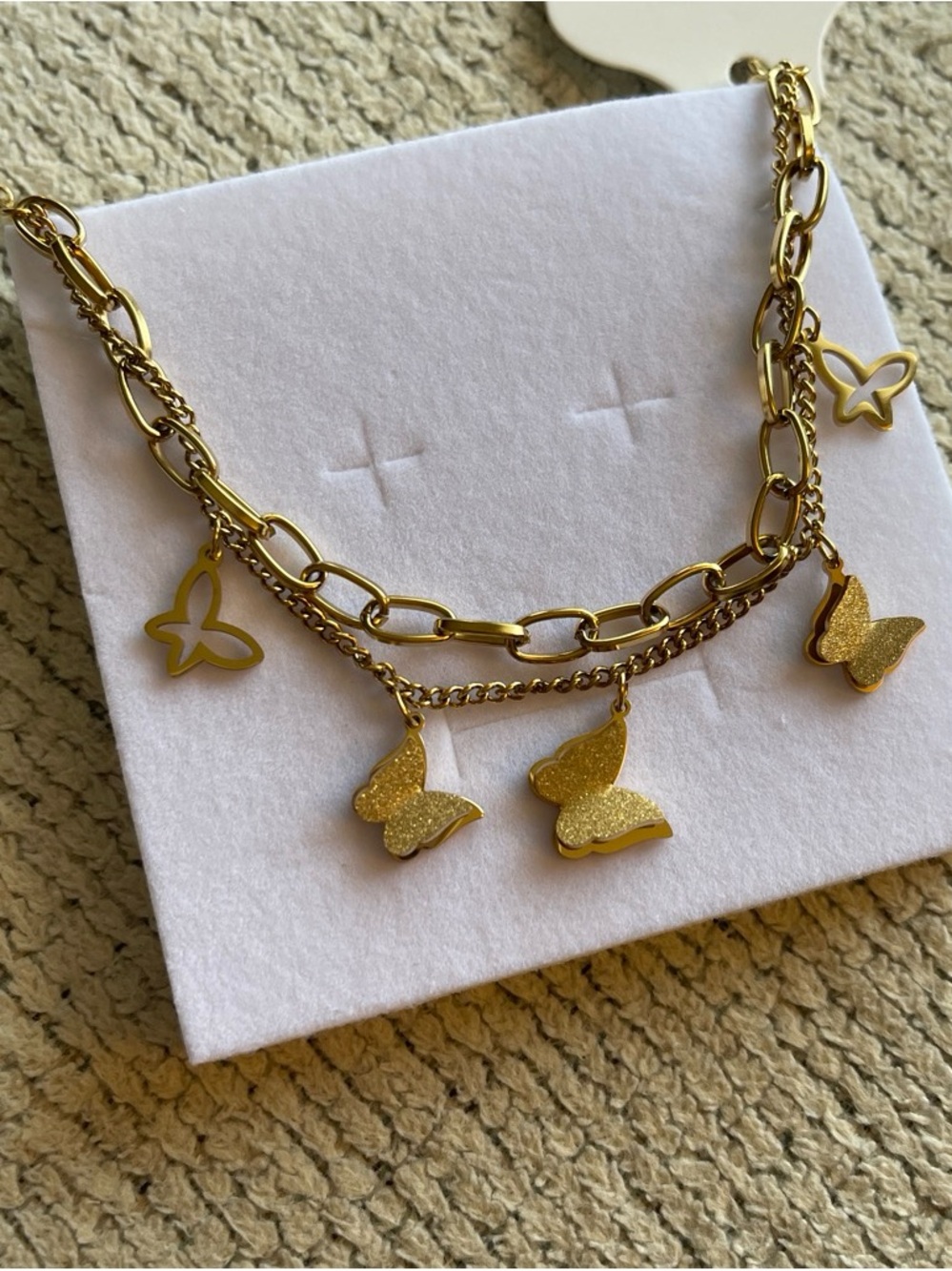 Gold Butterfly Charm Layered Necklace - Women Jewelry